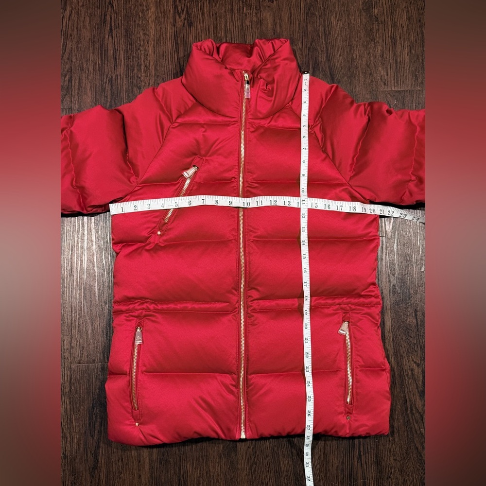 LAUREN RALPH LAUREN Womens Red Stand Collar Cinched Waist Puffer Jacket Size S - Picture 10 of 16